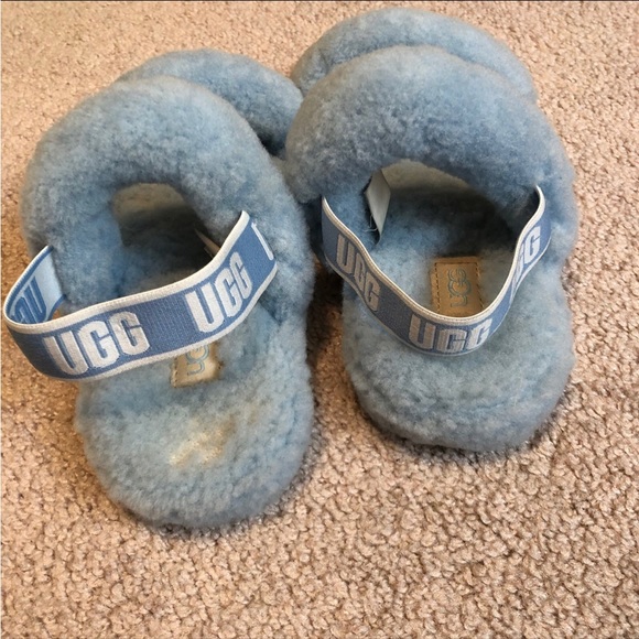 Ugg fluff yeah blue slides girls size 4 - Picture 2 of 7